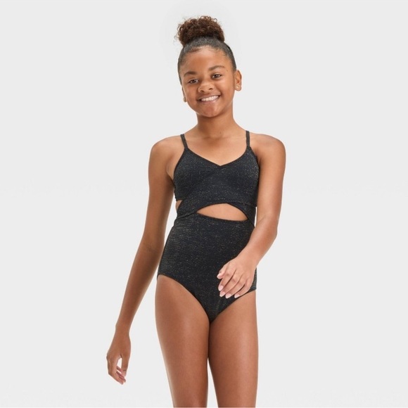art class Other - NWT Art & Class Girl One Piece Black Glitter Swimsuit M (8)